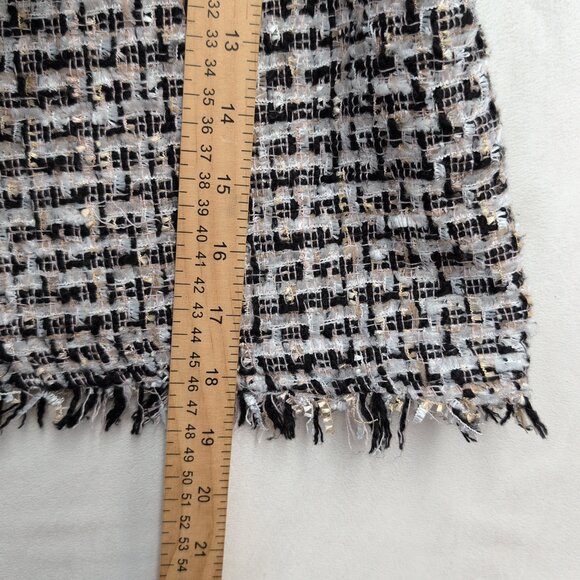 Zara Black & White Tweed Pearl-Cuff Crew Sweater Size S - Picture 9 of 9